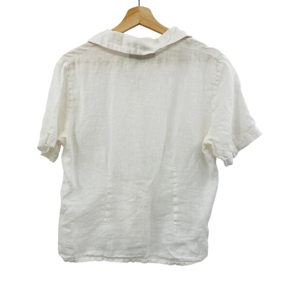 Flax white linen button down blouse - Picture 4 of 5